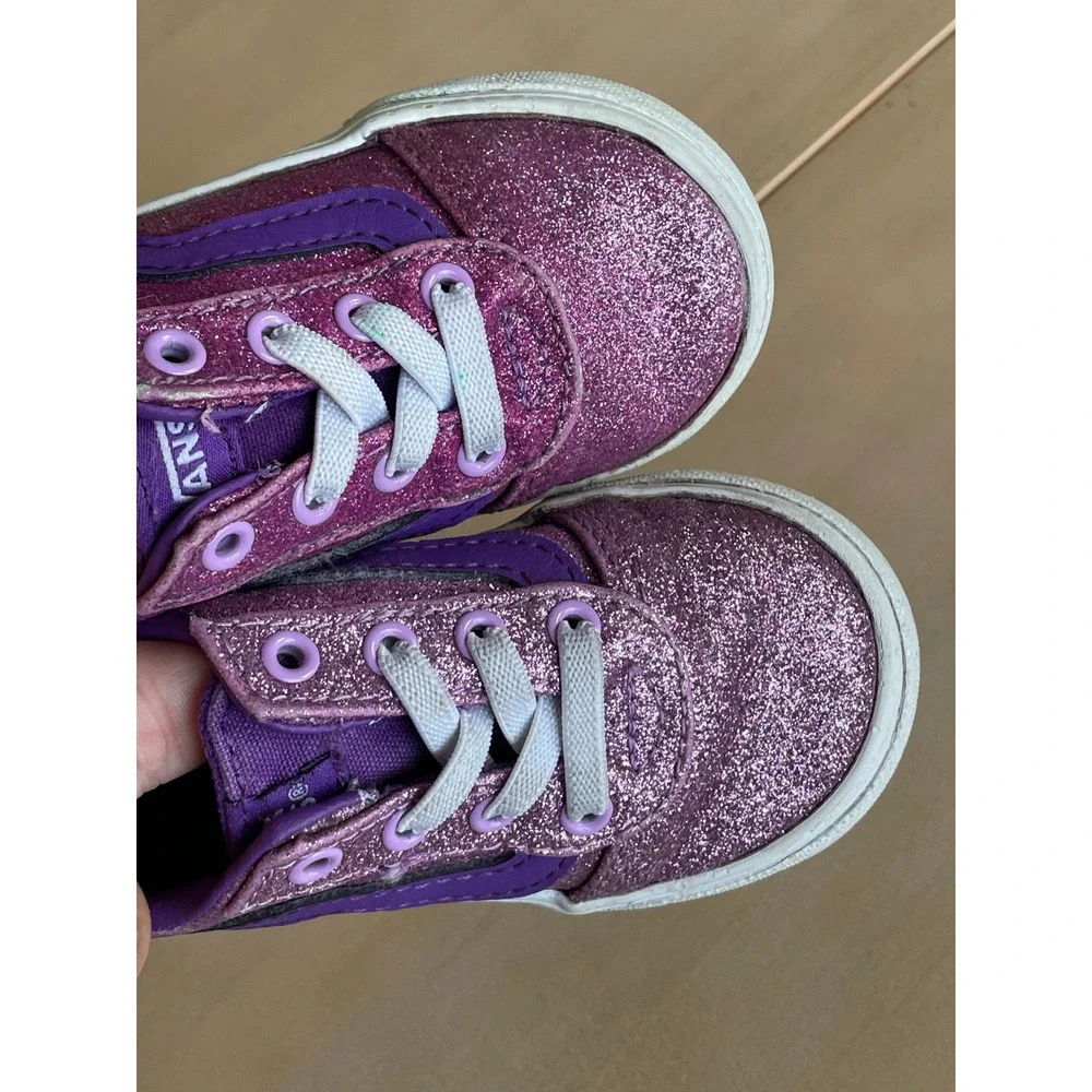 Vans Toddler Girl Old Skool Sneakers Purple‎ Glitter Shoes - Size 5